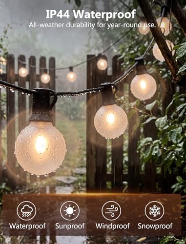 LED Outdoor String Lights 25Ft G40 Frosted White Globe Patio Lights Waterproof with 27 Shatterproof LED Bulbs, Hanging Outdoor Christmas Decorations Lights for Backyard Bistro Wedding Party Garden - Image 3