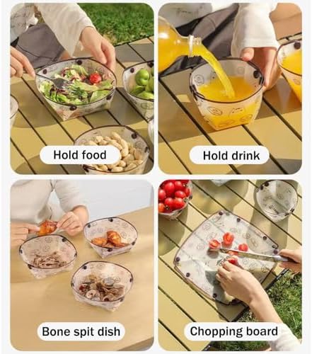MIUPOO Collapsible Bowl Plate Cup Set,Portable Mess Kit,Food Grade Material Free Folding Plate for Lunch Family Picnic,Collapsible Set of 12, 3 Sizes. - Image 4