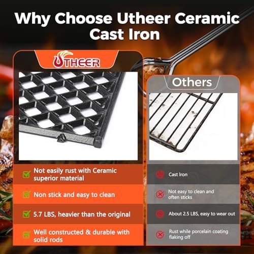 Utheer 17.5" Cast Iron Grill Grate for Weber Spirit 200 Series - Image 5