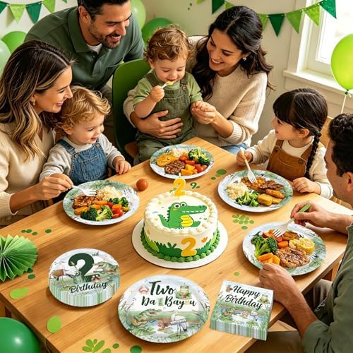 96 Pcs Crocodile 2nd Birthday Party Decoration for Kids, Serves 24 - Image 7