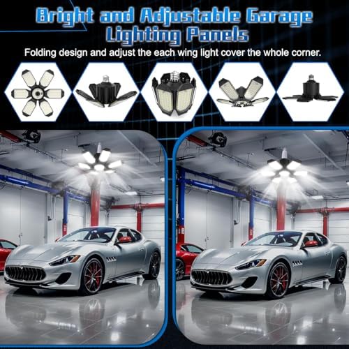 Garage Light - Super Brighter 15000LM Garage Light Bulb 150 Watt Equivalent Screw into E26 Socket w/ 6 Deformable Panels 6500K Led Shop Lights for Base Basement Workshop Warehouse Attic - Image 3