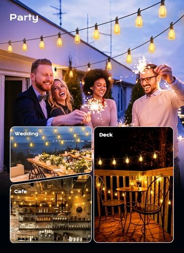 Brightown Outdoor String Lights, 30FT 11+1 LED ST38 LED Patio Lights Shatterproof, Dimmable IP65 Waterproof Connectable Hanging Outdoor Light for Backyard, Porch, Deck, Balcony - Image 6