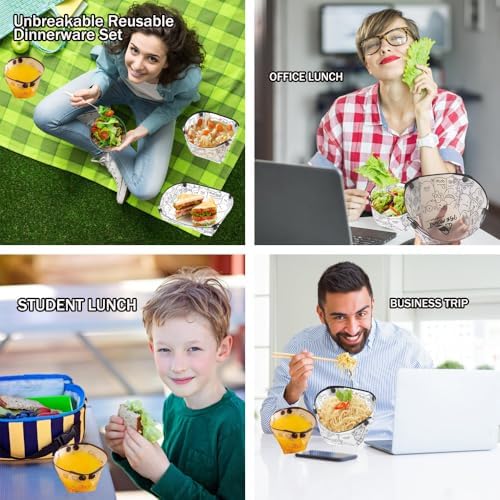 MIUPOO Collapsible Bowl Plate Cup Set,Portable Mess Kit,Food Grade Material Free Folding Plate for Lunch Family Picnic,Collapsible Set of 12, 3 Sizes. - Image 6