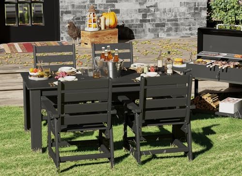GREENVINES 5-piece Outdoor Dining Set, HDPE Table & 4 Chairs, Black - Image 3