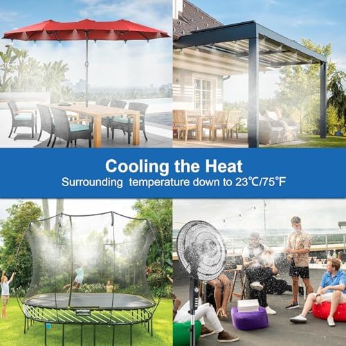 Misters for Outside Patio,Outdoor Water Misting Cooling System,75FT|23M.Backyard Mist Kit for Garden,Greenhouse,Fan,Deck,Umbrella,Canopy,Pool,Porch.Trampoline Sprinkler Park,BBQ Party Accessories - Image 2
