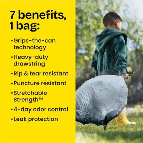 Glad Trash Bags, ForceFlex Tall Garbage Bags, 13 Gallon Grey Trash Bags for Tall Kitchen Trash Can, Fresh Clean with Febreze Freshness to Eliminate Odors, 80 Count (Packaging May Vary) - Image 6