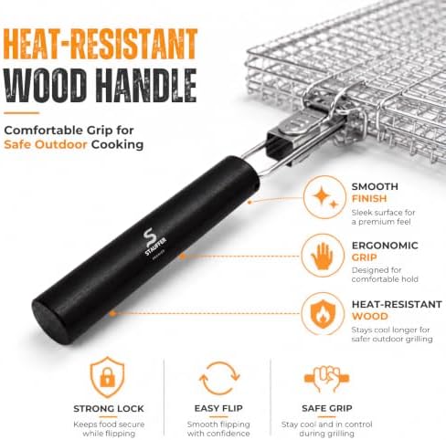 BBQ Grill Basket for Outdoor Grill, Deep Interior & Heat Resistant Handle - Image 5