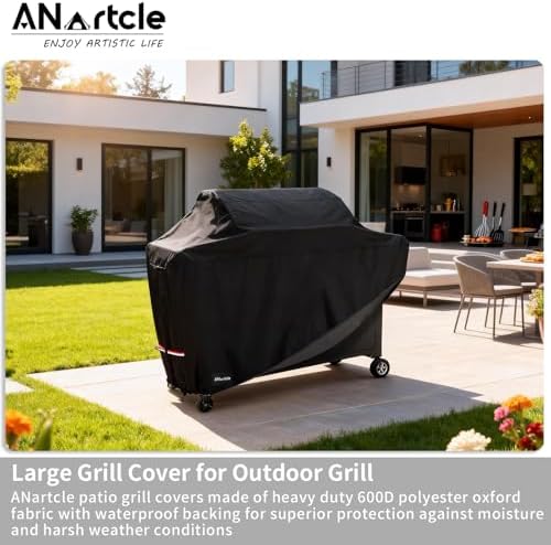 ANartcle Water-Resistant 80 Inch BBQ Grill Cover,600D Heavy Duty Waterproof All Weather Large Grill Cover for Outdoor Grill,Suitable for Weber, Brinkmann and More,80" L x 26" W x 48" H Black - Image 5