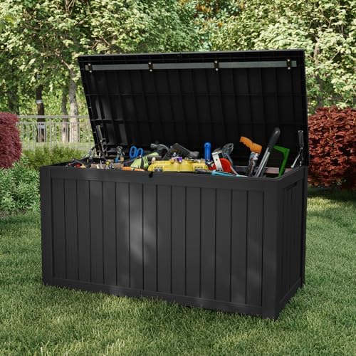 200 Gallon Resin Deck Box, Outdoor Storage Box, Waterproof UV Resistant，Weatherproof Organizer for Patio Furniture Cushions, Pool Accessories, Garden Tools, Indoor & Outdoor Use, Black - Image 2