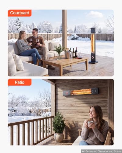 VEVOR Infrared Heater 1500W Electric Space Heater 8 Heat Settings Black - Image 4