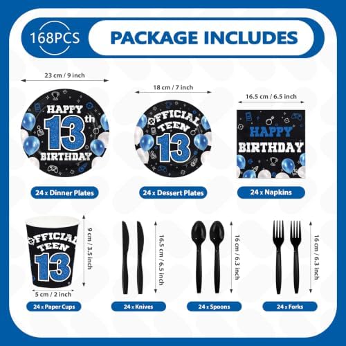 168Pcs 13th Birthday Decorations for Boys 13 Years Old Serves24 - Image 2