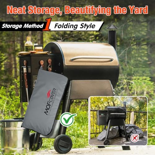 Foldable Grill Cover for Traeger Pro 34/780 Series, Waterproof 600D Heavy Duty Wood Pellet Smoker Cover, Fade＆Tear Resistant Pellet Grill Cover for Texas Elite 34 700/600/550,Gray - Image 2