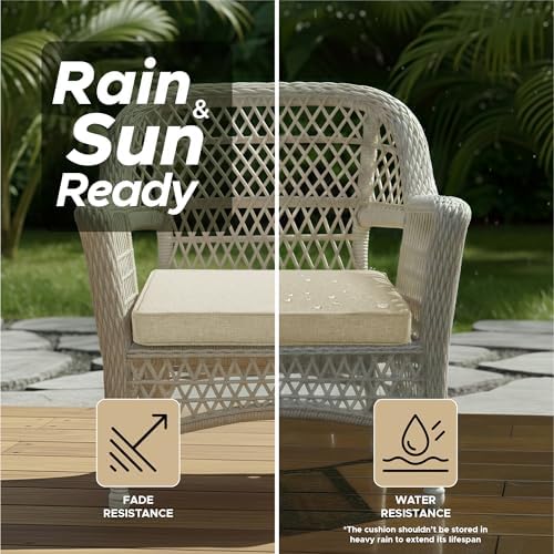 Outdoor Chair Cushions, Set of 6, 19 x 19 Inch, Beige - Image 3