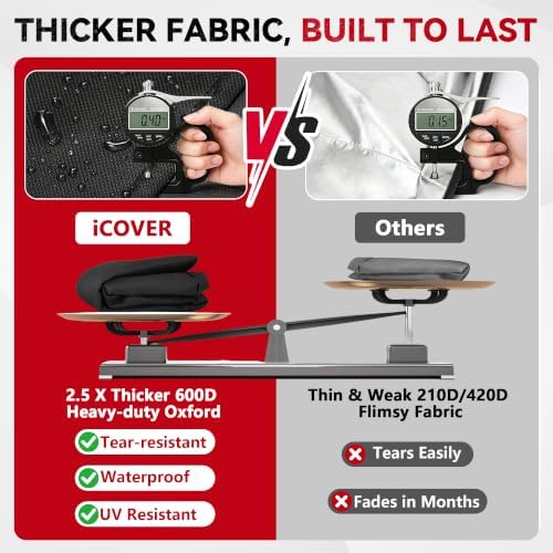 iCOVER Grill Cover 70 Inch 600D Heavy-Duty Water Proof Patio Outdoor Black Canvas BBQ Barbecue Smoker Grills Covers for Weber Char-Broil Brinkmann Holland Dyna-Glo and JennAir - Image 3