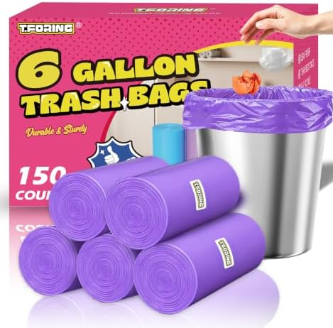 Medium 6 Gallon Trash Bags Unscented, 0.94 Mil, Purple, 150 Count by TFORING%C2%AE