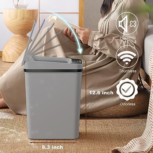 2 Pack - 2.5 Gallon Motion Sensor Bathroom Trash Can - Slim Smart Trash Can - Image 5