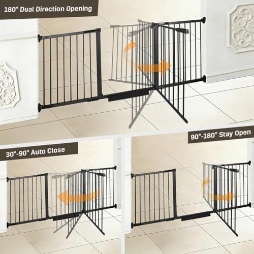 29.9"-40.9" Wide Baby Gate for Doorways Stairs, 30 in Tall Dog Gates with Door No Drill, Auto Close Child Safety Gate for Kid Doggie Cat Proof, Large Long Dog Barrier Indoor Hallways House, Black - Image 4