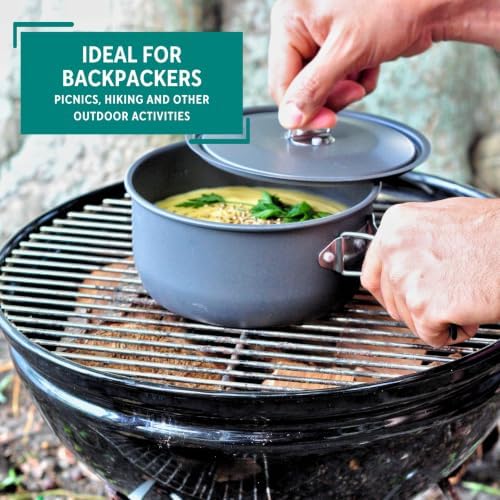 MIRRO 1.3 Qt Hard Anodized Camping Pot with Lid for Hiking Backpacking - Image 5