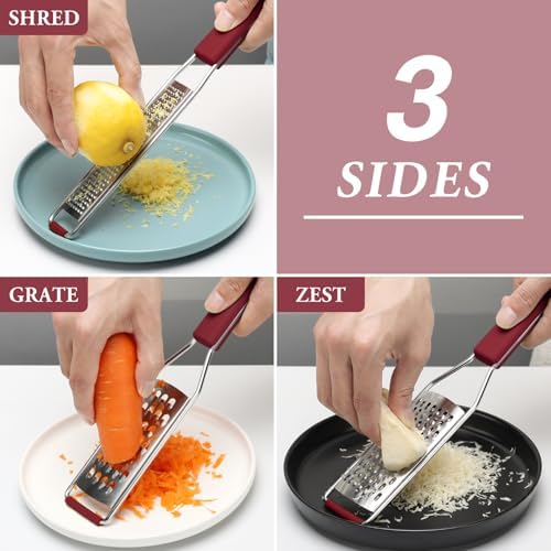 Cambom Cheese Grater Citrus Zester Lemon Zester, Pack of 3, Red - Image 2