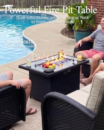 LayinSun 5 Pieces Outdoor Patio Furniture Set with Fire Pit Table - Image 7