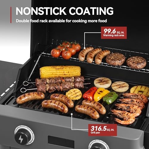 Royal Gourmet DL2001 Dual-Zone Electric Grill with Collapsible Side Shelves - Image 4