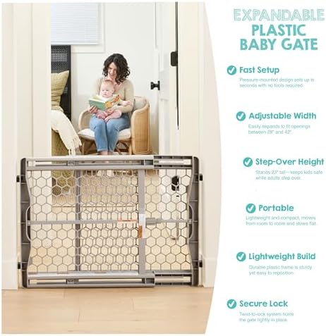 Regalo 28"-42" Expandable Plastic Baby Gate, Bottom of Stairs & Doorways - Image 5