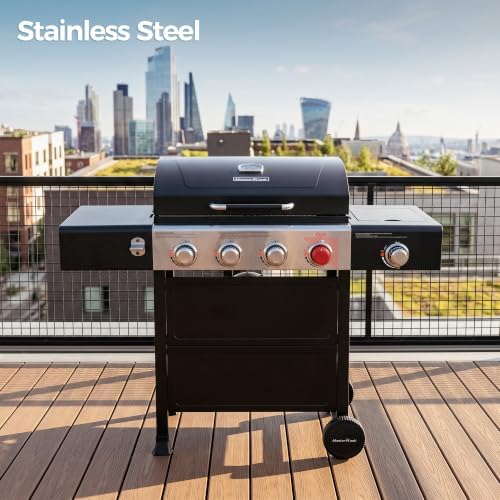 MASTER COOK 4 Burner Propane Gas Grill with Side Burner, 56,500 BTU with Sear Burner, 549 Sq.in. Cooking Area, Porcelain Enameled Grates,Stainless Steel BBQ Grills for Outdoor Cooking Patio Garden - Image 2