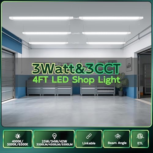 Hlite LED Shop Lights 4FT with Reflector,5500LM,3 Power Level&3CCT,6 Pack - Image 2