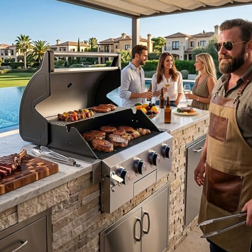 Brand-Man Built-In Gas Grill Head, 30-Inch 4-Burner Outdoor Kitchen Grill - Image 6