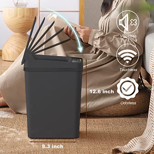 2 PACK - Touchless Bathroom Trash Can - Skinny Motion Sensor Trash Bin - Image 4