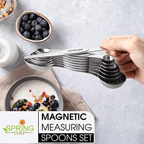 Spring Chef Stainless Steel 8 Magnetic Measuring Spoons for Kitchen, White - Image 2
