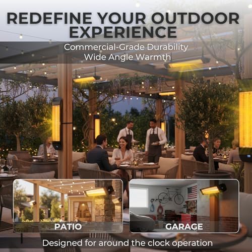 ZeboZap KDHT1500 1500W Infrared Electric Patio Heater for Gazebos, Pergolas, Decks, Garages, Backyards & Restaurants | Wall & Post Mounted Outdoor Heater - Image 2