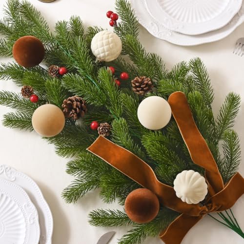 Waipfaru 4Pcs Artificial Hanging Plants, Pine Christmas Teardrop Swag - Image 7