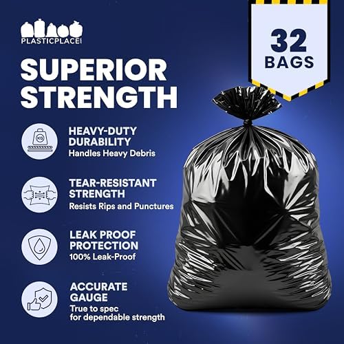 Plasticplace Contractor Trash Bags 55-60 Gallon │ 3.0 Mil │ Black Heavy Duty Garbage Bag │ 38” x 58” (32 Count) - Image 5