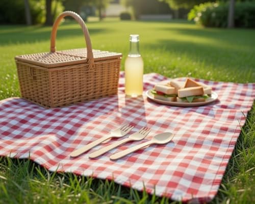300 Pack Disposable Wooden Cutlery Assortment - 100 Knives, 100 Forks, 100 Spoons | Eco-Friendly Biodegradable Birch Wood Utensils for Parties & Picnics - Image 3