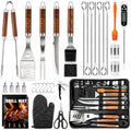 MUYFIO 32 Pcs BBQ Accessories, Heavy Duty Grill Accessories, 16 in, Stainless Steel Grill Set with Case, Thermometer, BBQ Tools for Outdoor Grill Camp Cook, Grill Gifts for Men, Women by MUYFIO
