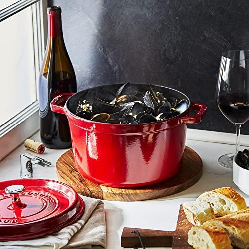 Staub Cast Iron Dutch Oven 5-qt Tall Cocotte, Made in France, Serves 5-6, Cherry - Image 3