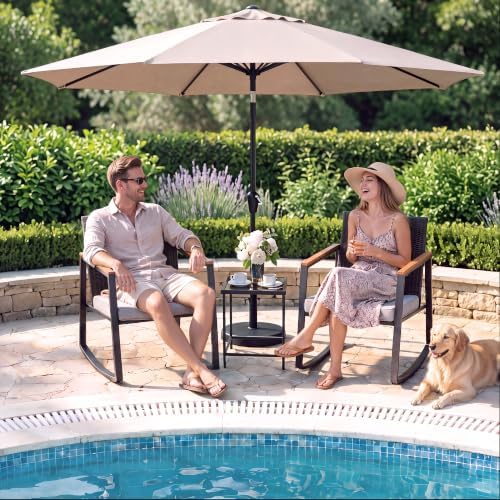 Gizoon 3 Pieces Rocking Patio Bistro Set with Anti-Scald Armrest - Image 3