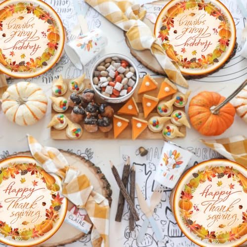 20 Pcs Happy Thanksgiving Party Disposable Paper Plates Fall Themed 9 Inch Round Dinner Plates for Autumn Party Decorations (Autumn Harvest Crops) - Image 5