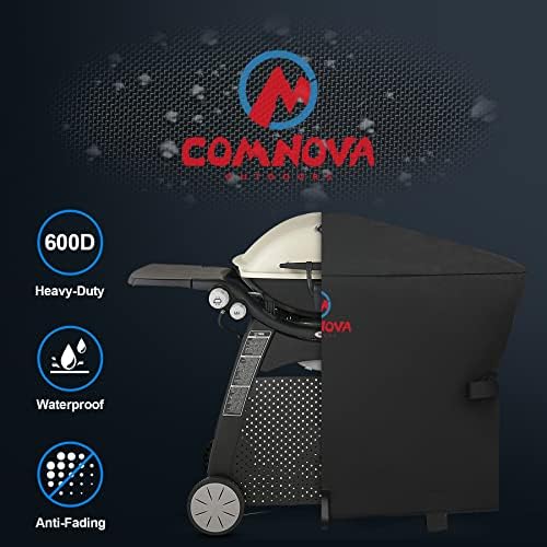 Comnova Grill Cover for Weber Q Grill on Cart - 7112 BBQ Cover for Weber Q3000/Q300/Q2000/Q200 with Portable Stand, 600D Heavy Duty & Waterproof BBQ Cover for Weber Q3200, 3000, 320, 300 and More - Image 3