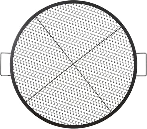 VEVOR X-Marks Fire Pit Grill Grate, Round Cooking Grate, Heavy Duty Steel Campfire BBQ Grill Grid with Handle and Support X Wire, Portable Camping Cookware for Outside Party & Gathering, 36 Inch Black by VEVOR