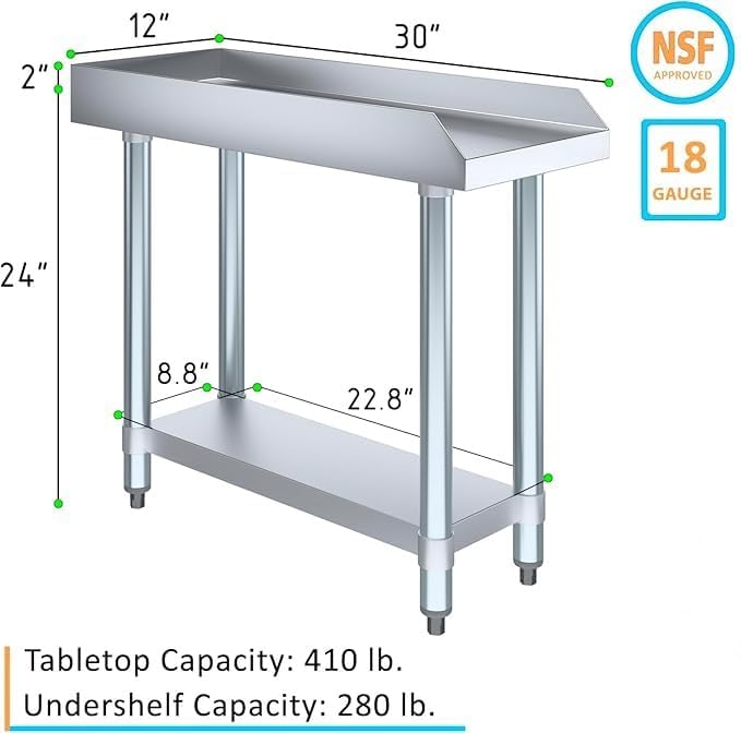 30" x 12" Equipment Stand with Undershelf and Casters, NSF - Image 3