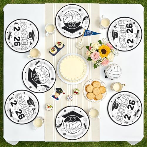 50Pcs Volleyball 2026 Graduation Heavy Duty Paper Plates 9 Inch - Image 5