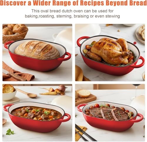 2.5 QT Enameled Cast Iron Sourdough Bread Oven, Loaf Pan with Lid - Image 6