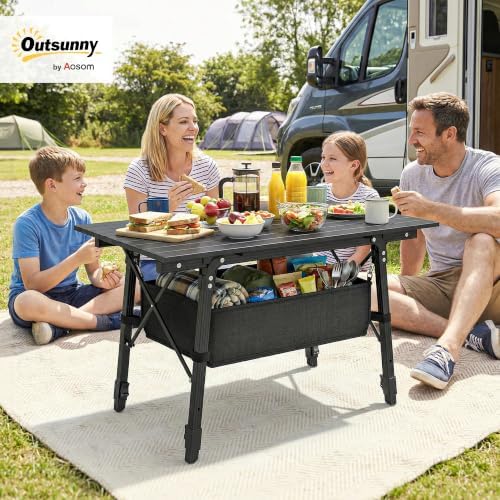 Outsunny 3ft Portable Camping Table Storage Bag Aluminum Lightweight Black - Image 2