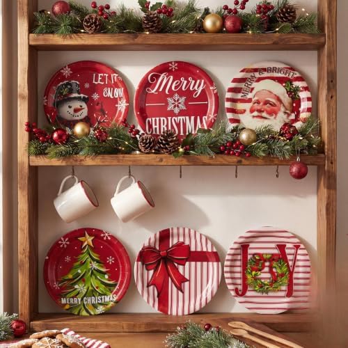 Rtteri 100 Pcs Christmas Paper Plates Disposable 9 Inch Santa Dinner Plate - Image 2