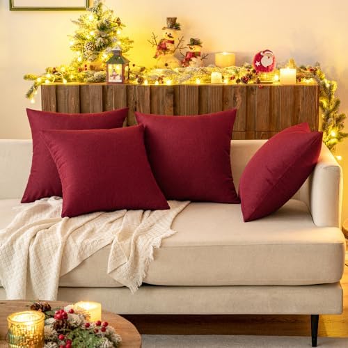 MIULEE Decorative Outdoor Pillow Covers Christmas 16x16 Wine Red - Image 7