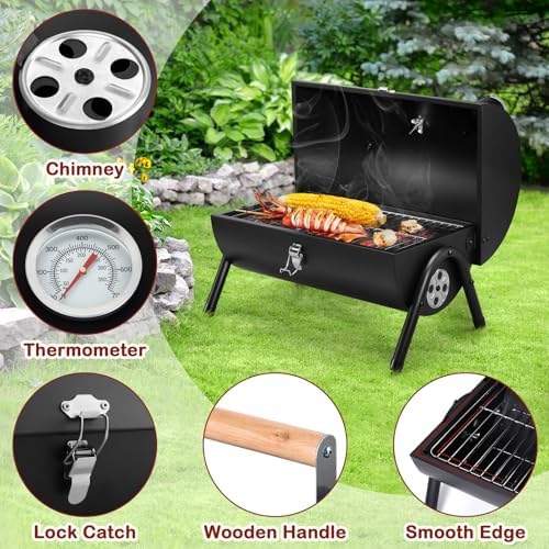 Leonyo Portable Charcoal Grill Set of 12, Tabletop Small Grill & BBQ Tools - Image 3