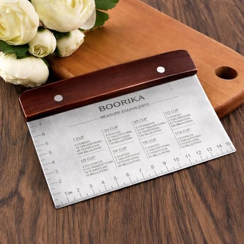 Boorika Dough Scraper & Bench Scraper Kitchen – Stainless Steel Sourdough Tools – Dough Cutter for Sourdough Bread, Pizza, and Flat Top Griddles – Chef Approved (Dark) - Image 6