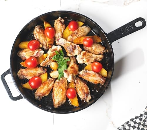 ESTAS 11 Inch Cast Iron Skillet – Pre-Seasoned Large Cast Iron Frying Pan for Searing, Roasting & Baking – Oven, Stovetop, Grill & Campfire Use – Includes 5.5 Inch Cast Iron Mini Skillet - Image 3